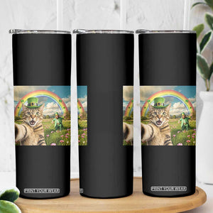 St Patricks Day Cat Selfie with Leprechaun Skinny Tumbler TS11 Print Your Wear