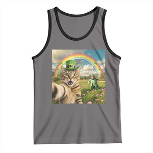St Patricks Day Cat Selfie with Leprechaun Tank Top TS11 Deep Heather Black Print Your Wear