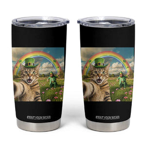 St Patricks Day Cat Selfie with Leprechaun Tumbler Cup TS11 Black Print Your Wear
