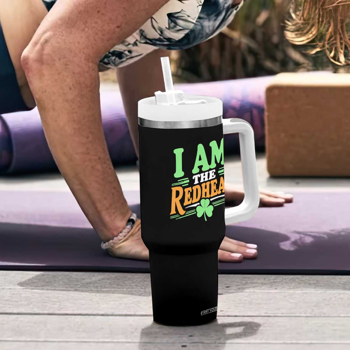 Funny St Patrick's Day I Am The Redhead Tumbler With Handle Shamrock TS11 Print Your Wear