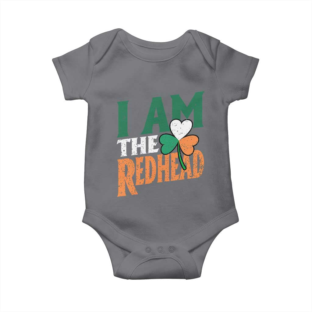 Funny Irish St Patrick's Day I Am The Redhead Baby Onesie Ireland Flag Shamrock TS11 Charcoal Print Your Wear