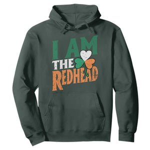 Funny Irish St Patrick's Day I Am The Redhead Hoodie Ireland Flag Shamrock TS11 Dark Forest Green Print Your Wear