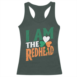 Funny Irish St Patrick's Day I Am The Redhead Racerback Tank Top Ireland Flag Shamrock TS11 Dark Forest Green Print Your Wear
