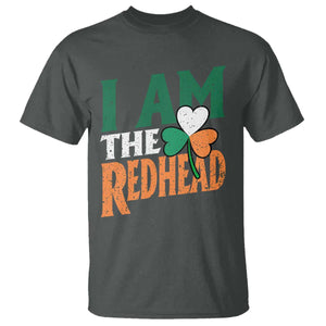 Funny Irish St Patrick's Day I Am The Redhead T Shirt Ireland Flag Shamrock TS11 Dark Heather Print Your Wear
