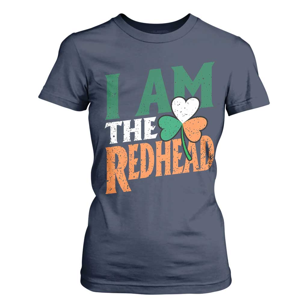 Funny Irish St Patrick's Day I Am The Redhead T Shirt For Women Ireland Flag Shamrock TS11 Navy Print Your Wear