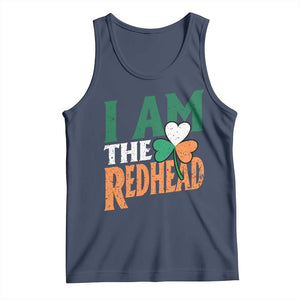 Funny Irish St Patrick's Day I Am The Redhead Tank Top Ireland Flag Shamrock TS11 Navy Print Your Wear