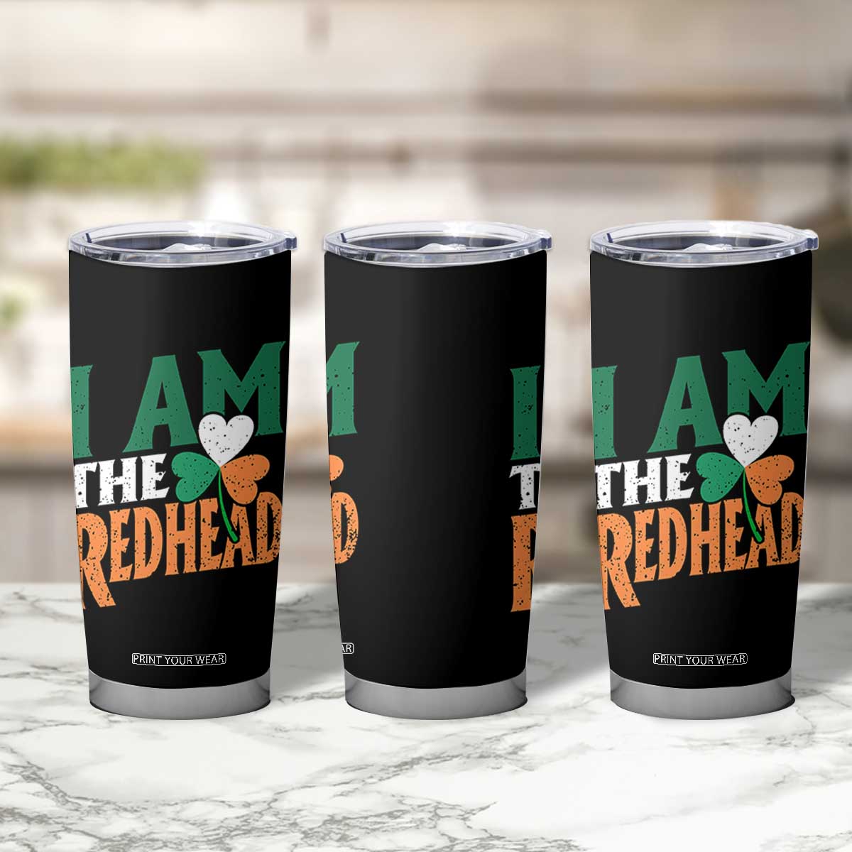 Funny Irish St Patrick's Day I Am The Redhead Tumbler Cup Ireland Flag Shamrock TS11 Print Your Wear