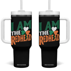 Funny Irish St Patrick's Day I Am The Redhead Tumbler With Handle Ireland Flag Shamrock TS11 One Size: 40 oz Black Print Your Wear