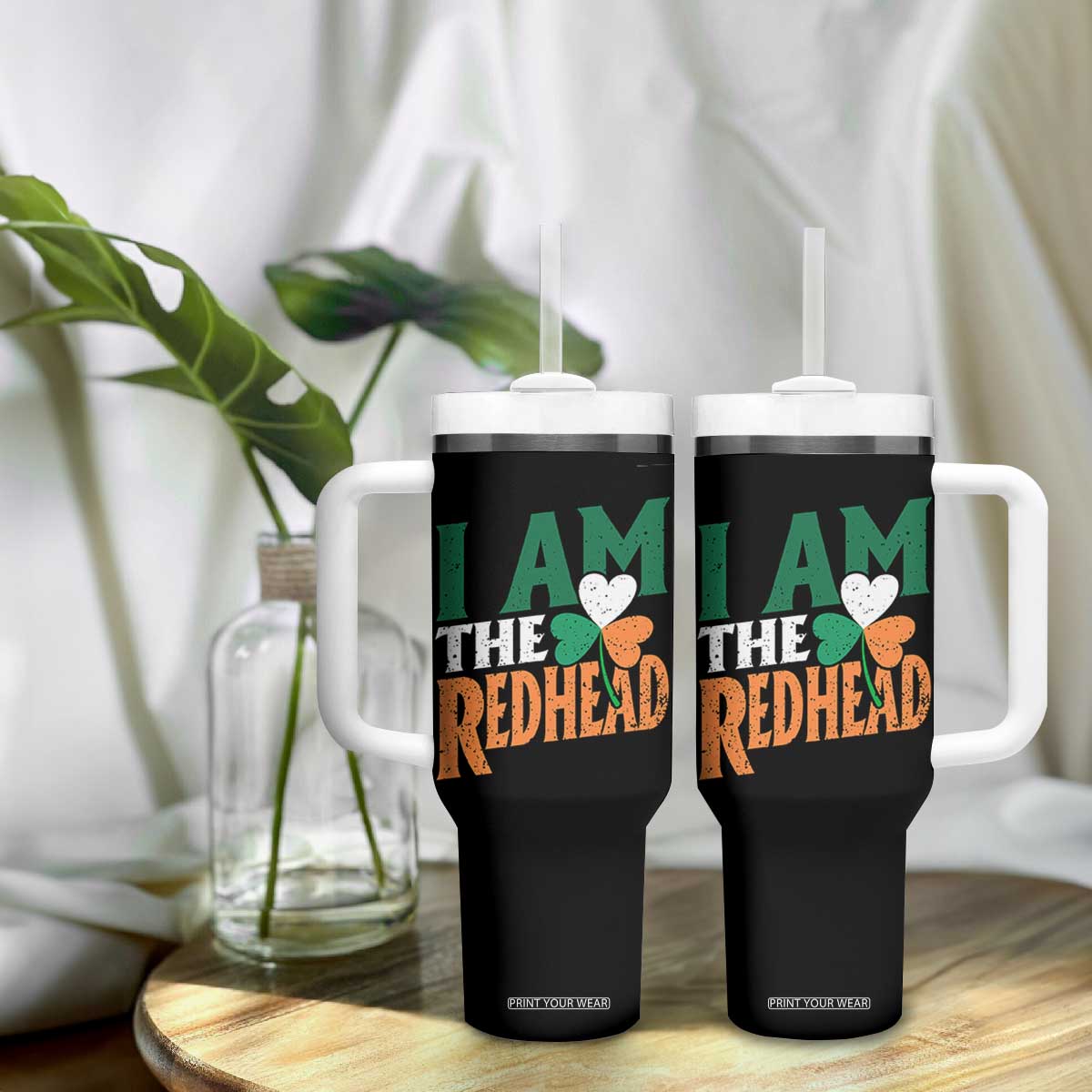 Funny Irish St Patrick's Day I Am The Redhead Tumbler With Handle Ireland Flag Shamrock TS11 Print Your Wear