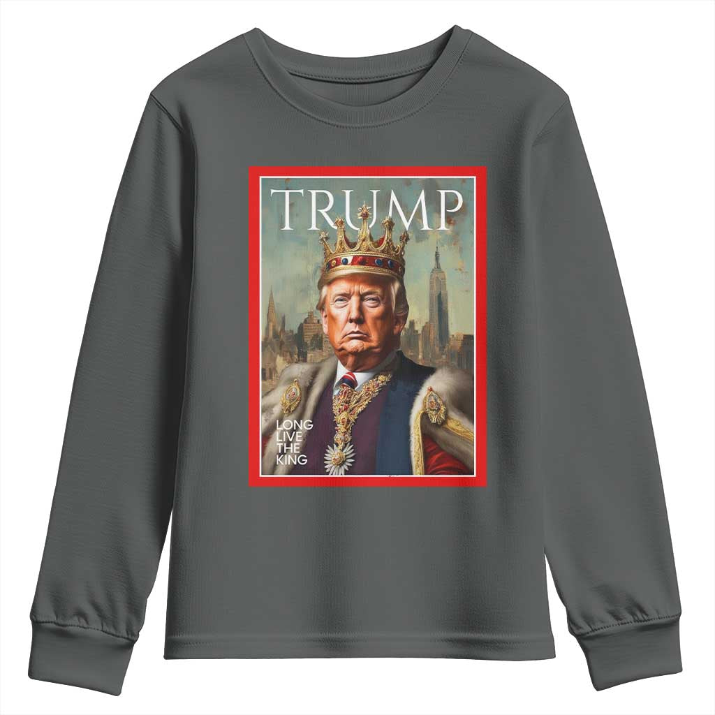 Trump Long Live The King Youth Sweatshirt American Patriotic TS11 Dark Heather Print Your Wear