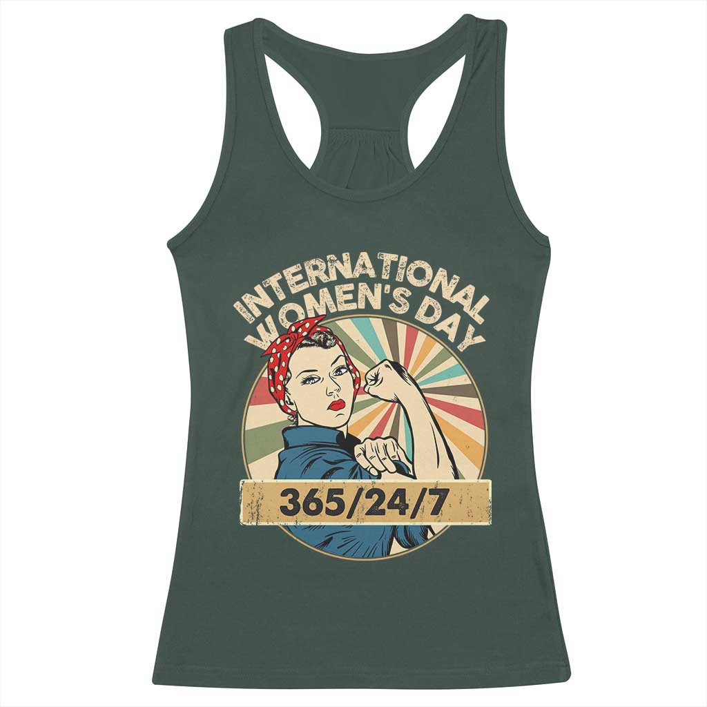 International Women's Day IWD 8 March 2025 Racerback Tank Top TS11 Dark Forest Green Print Your Wear