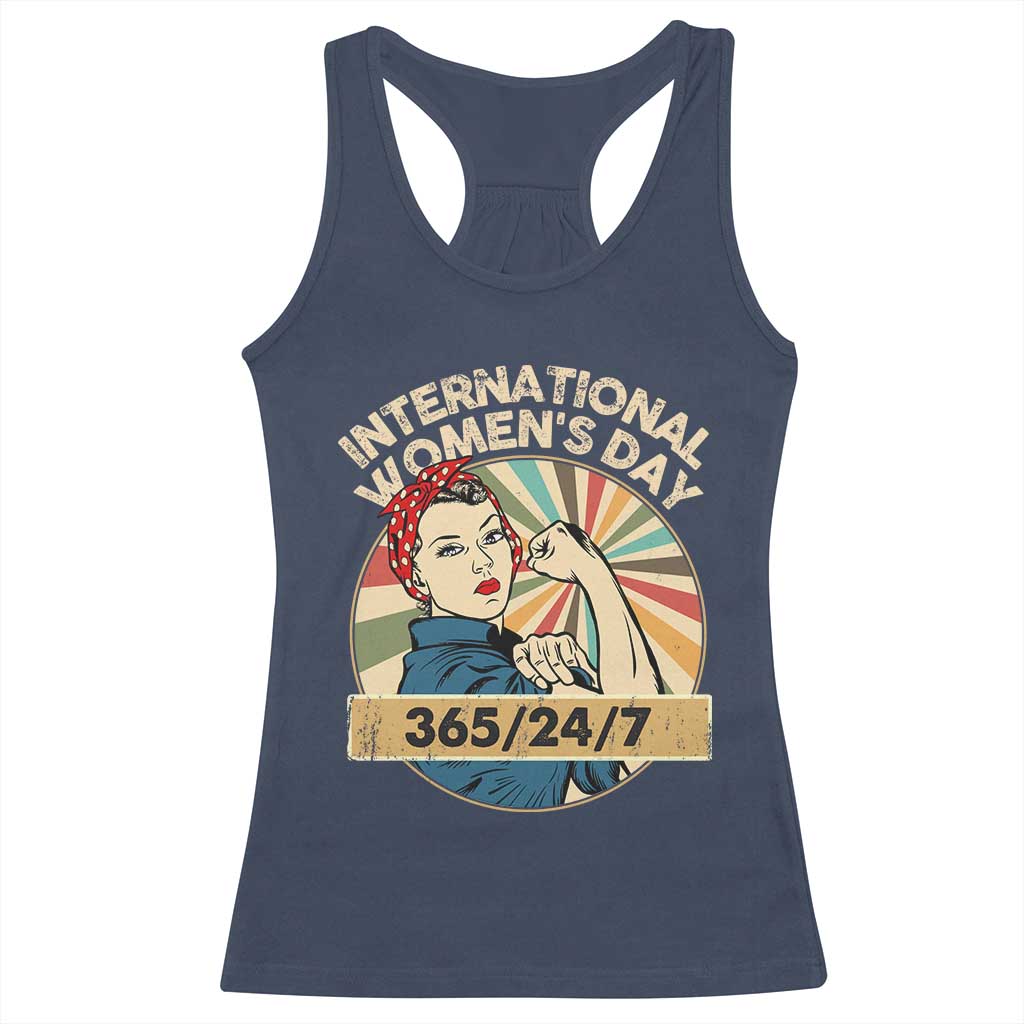 International Women's Day IWD 8 March 2025 Racerback Tank Top TS11 Navy Print Your Wear