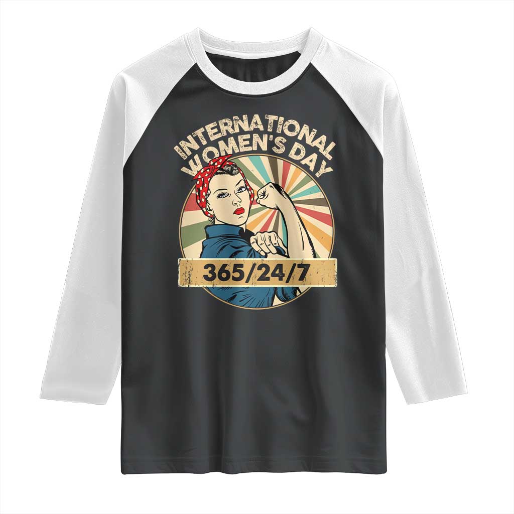 International Women's Day IWD 8 March 2025 Raglan Shirt TS11 Black White Print Your Wear