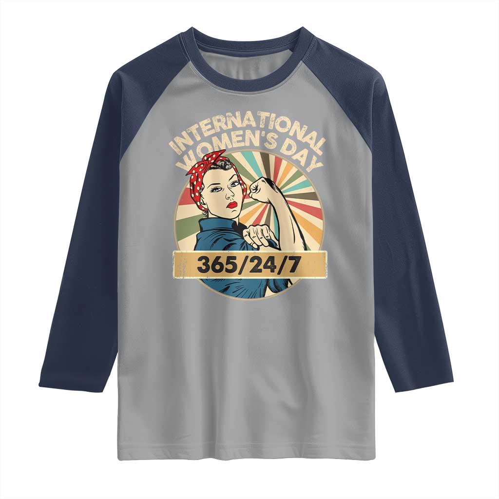 International Women's Day IWD 8 March 2025 Raglan Shirt TS11 Sport Gray Navy Print Your Wear