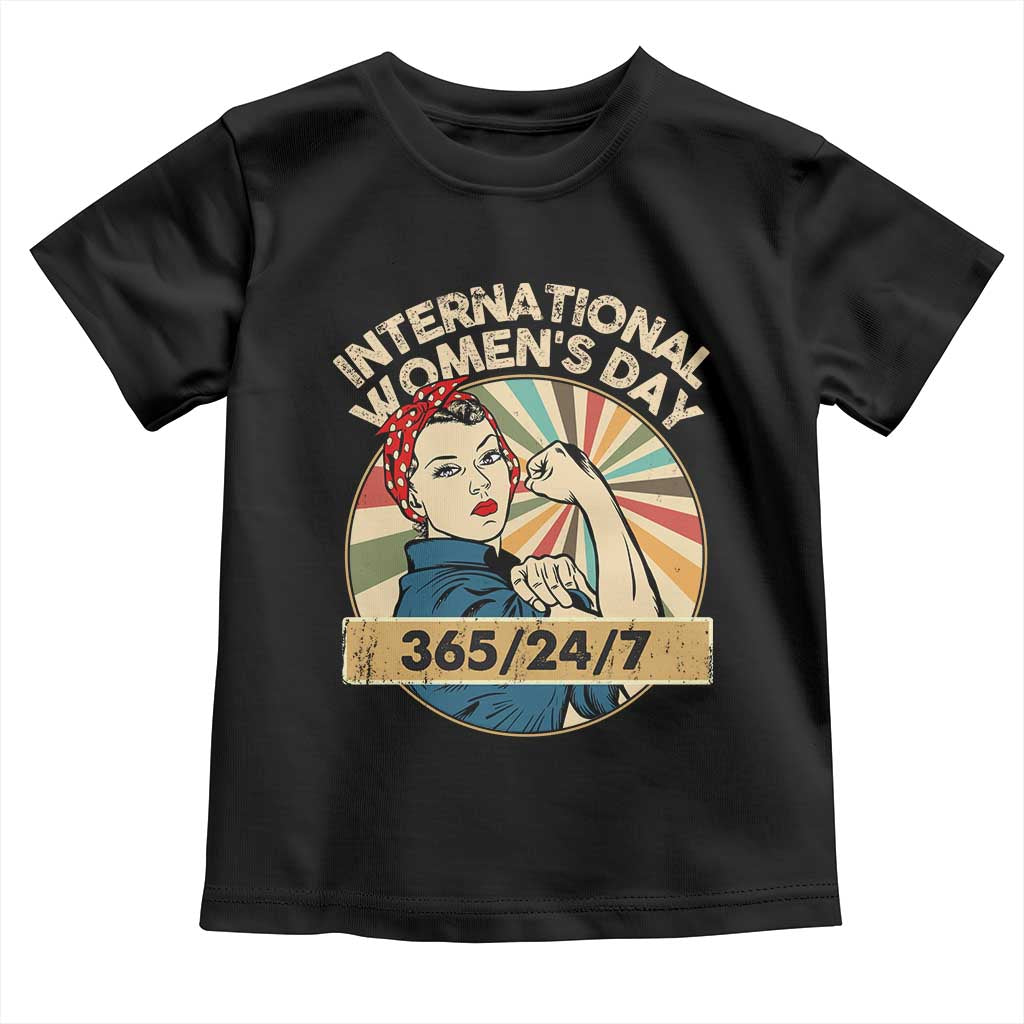 International Women's Day IWD 8 March 2025 Toddler T Shirt TS11 Black Print Your Wear