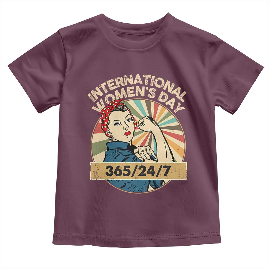 International Women's Day IWD 8 March 2025 Toddler T Shirt TS11 Maroon Print Your Wear