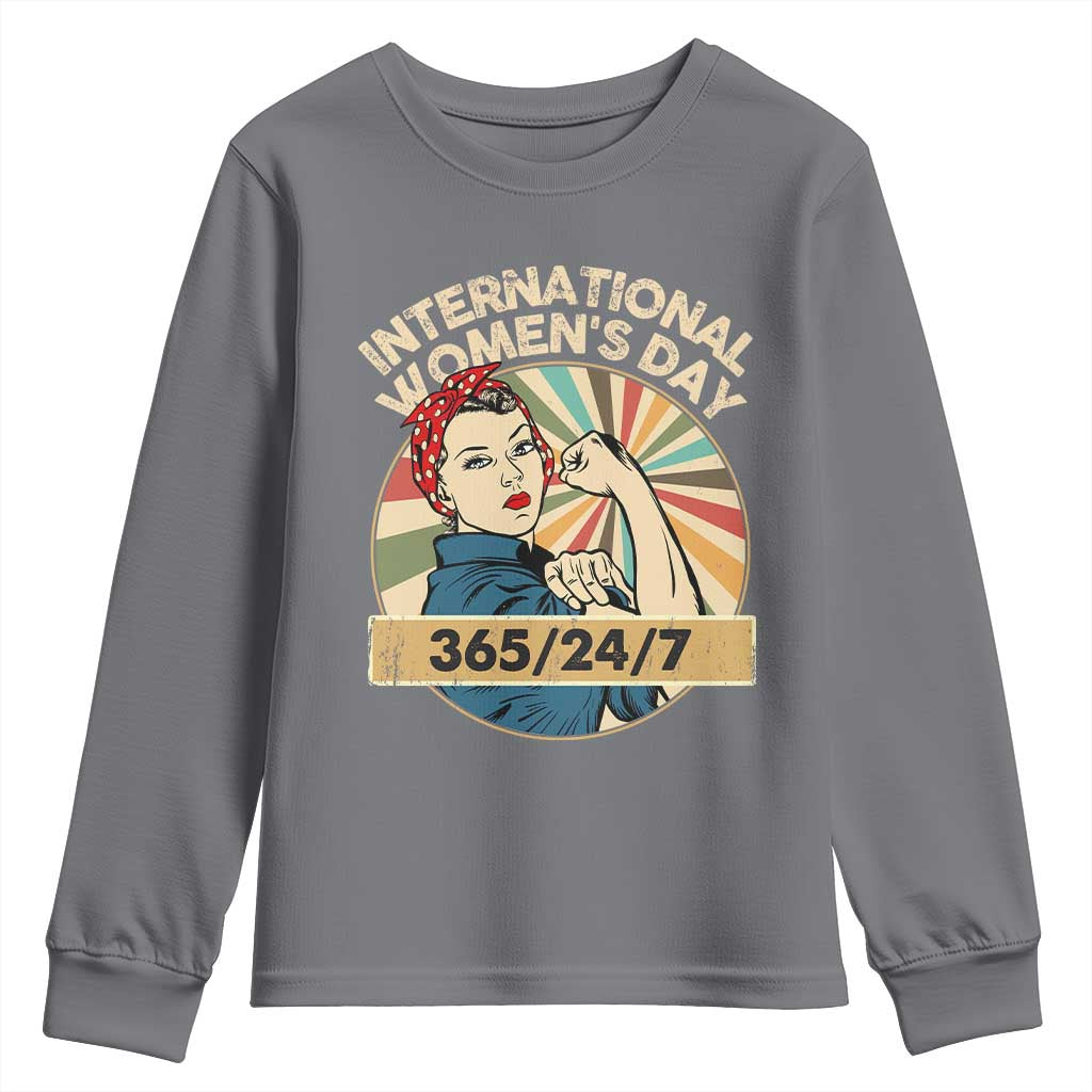 International Women's Day IWD 8 March 2025 Youth Sweatshirt TS11 Charcoal Print Your Wear