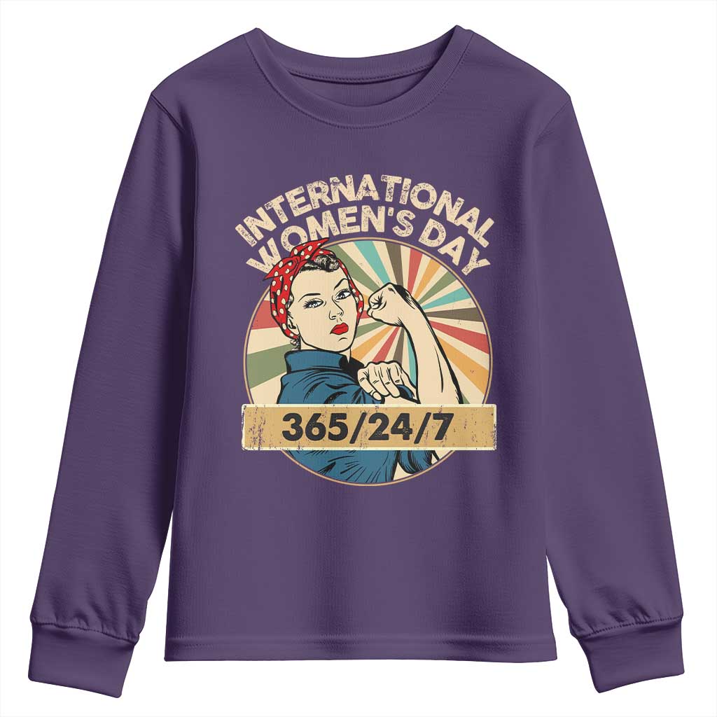 International Women's Day IWD 8 March 2025 Youth Sweatshirt TS11 Purple Print Your Wear