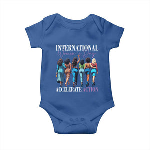 International Women's Day 2025 Baby Onesie Accelerate Action 8 March IWD TS11 Royal Blue Print Your Wear