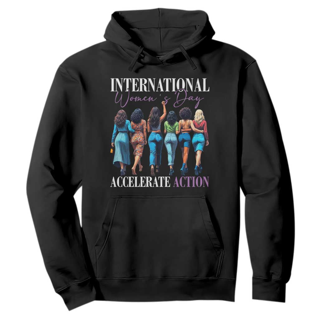 International Women's Day 2025 Hoodie Accelerate Action 8 March IWD TS11 Black Print Your Wear