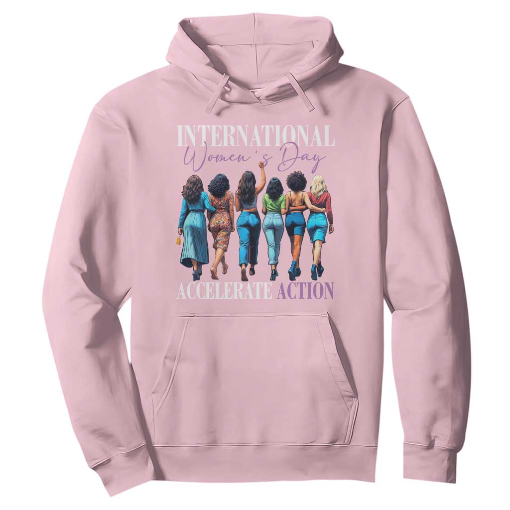 International Women's Day 2025 Hoodie Accelerate Action 8 March IWD TS11 Light Pink Print Your Wear