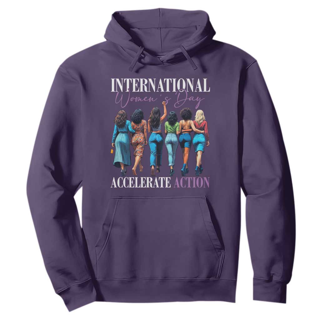 International Women's Day 2025 Hoodie Accelerate Action 8 March IWD TS11 Purple Print Your Wear