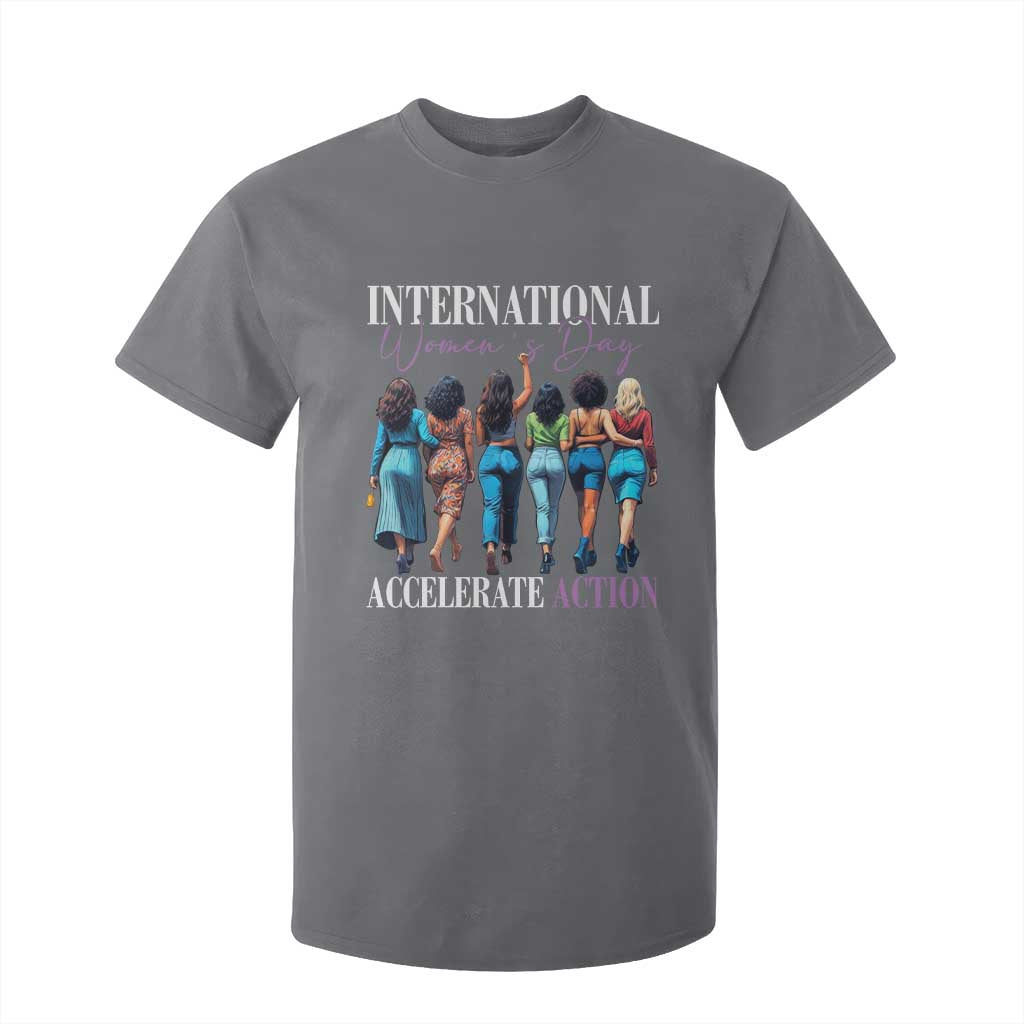 International Women's Day 2025 T Shirt For Kid Accelerate Action 8 March IWD TS11 Charcoal Print Your Wear