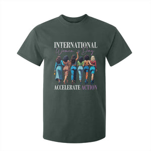International Women's Day 2025 T Shirt For Kid Accelerate Action 8 March IWD TS11 Dark Forest Green Print Your Wear