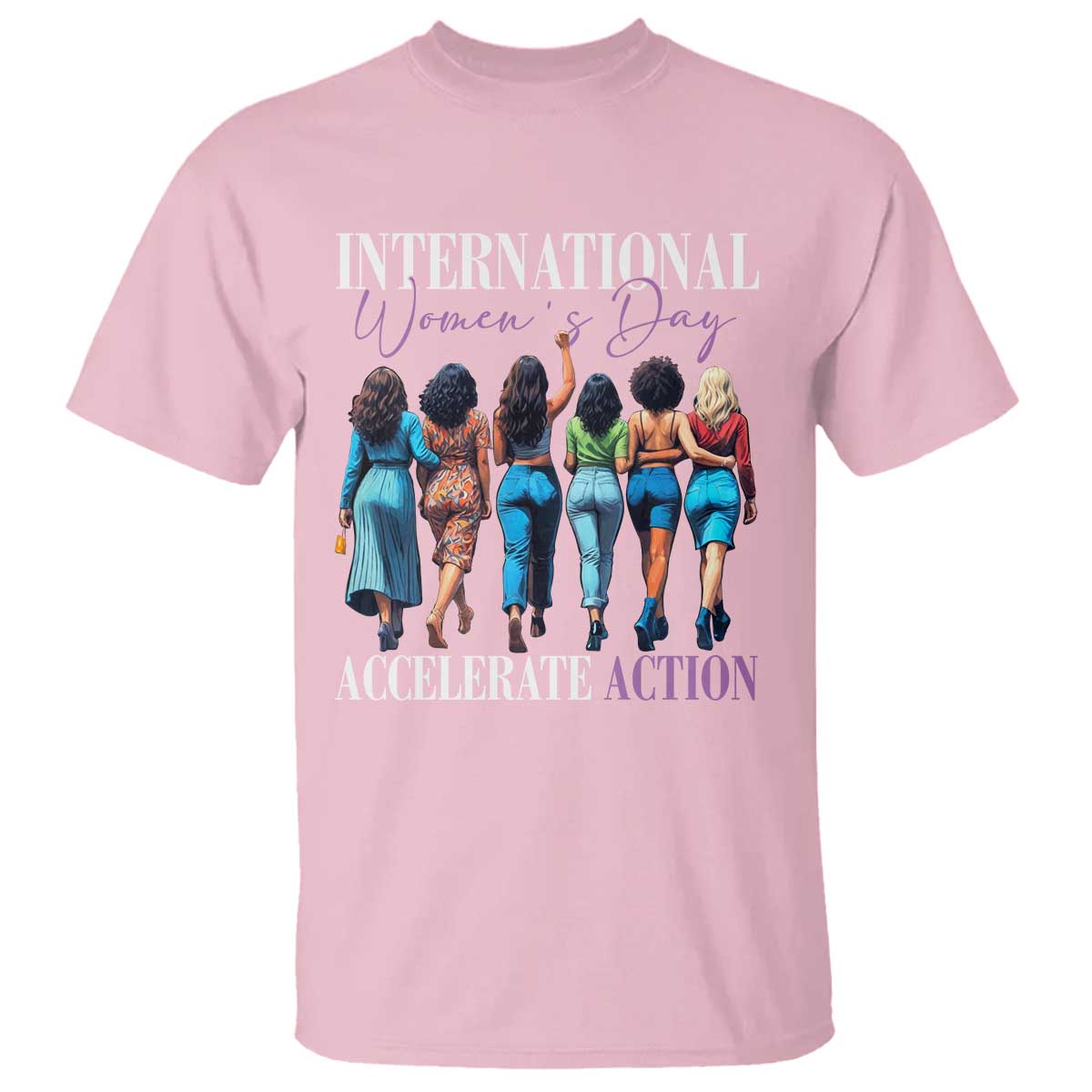 International Women's Day 2025 T Shirt Accelerate Action 8 March IWD TS11 Light Pink Print Your Wear