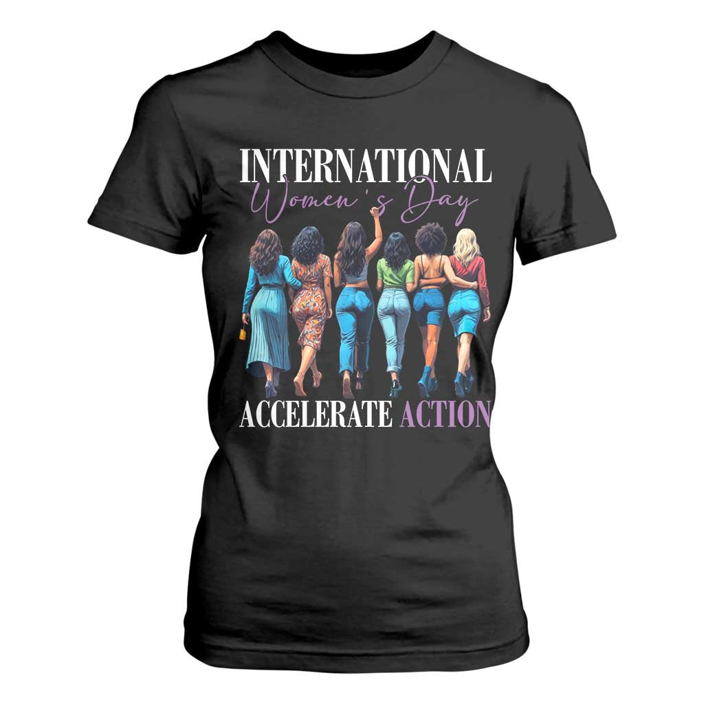 International Women's Day 2025 T Shirt For Women Accelerate Action 8 March IWD TS11 Black Print Your Wear