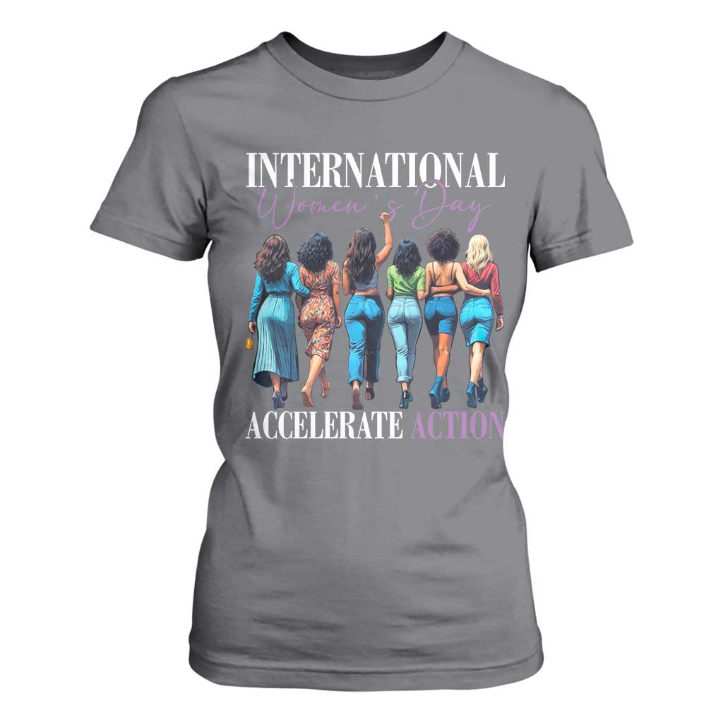 International Women's Day 2025 T Shirt For Women Accelerate Action 8 March IWD TS11 Charcoal Print Your Wear