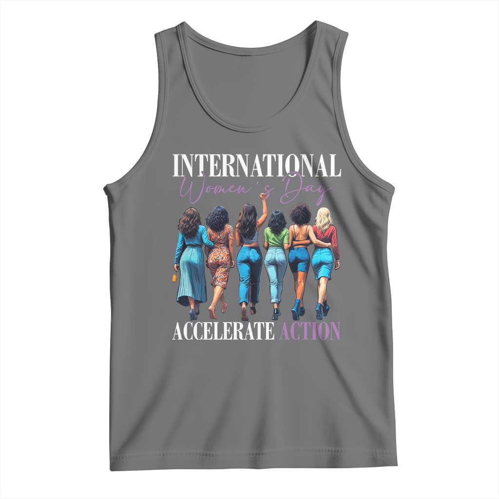 International Women's Day 2025 Tank Top Accelerate Action 8 March IWD TS11 Black Heather Print Your Wear