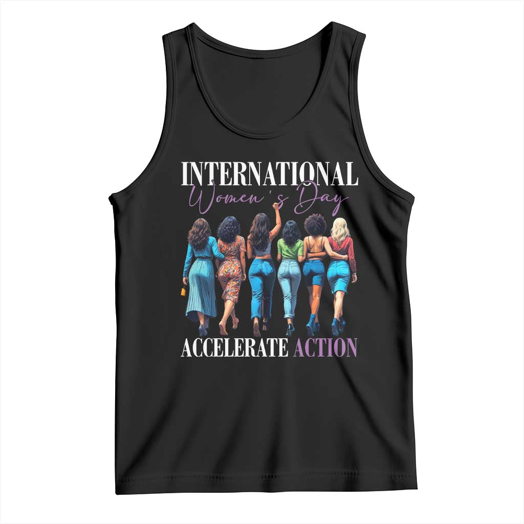 International Women's Day 2025 Tank Top Accelerate Action 8 March IWD TS11 Black Print Your Wear