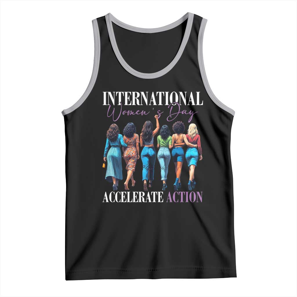 International Women's Day 2025 Tank Top Accelerate Action 8 March IWD TS11 Black Athletic Heather Print Your Wear