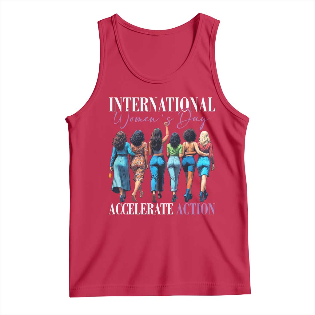 International Women's Day 2025 Tank Top Accelerate Action 8 March IWD TS11 Red Print Your Wear