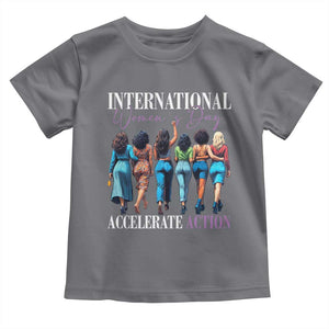 International Women's Day 2025 Toddler T Shirt Accelerate Action 8 March IWD TS11 Charcoal Print Your Wear