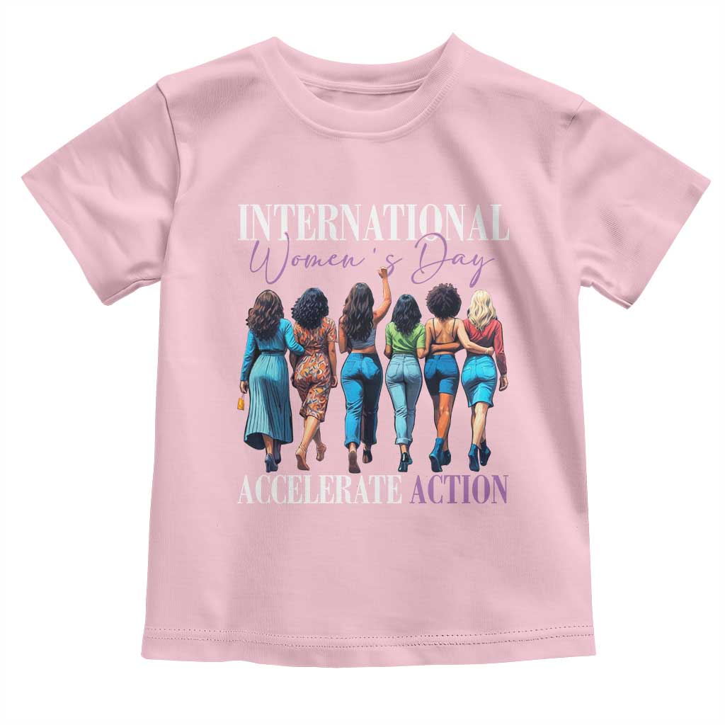 International Women's Day 2025 Toddler T Shirt Accelerate Action 8 March IWD TS11 Light Pink Print Your Wear