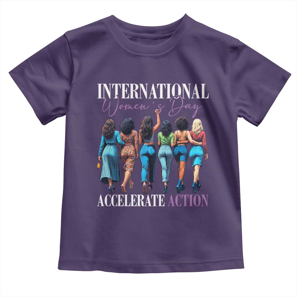 International Women's Day 2025 Toddler T Shirt Accelerate Action 8 March IWD TS11 Purple Print Your Wear