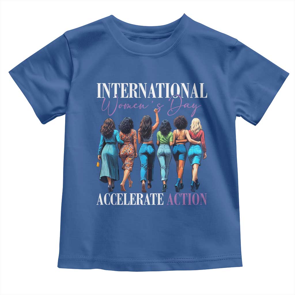 International Women's Day 2025 Toddler T Shirt Accelerate Action 8 March IWD TS11 Royal Blue Print Your Wear
