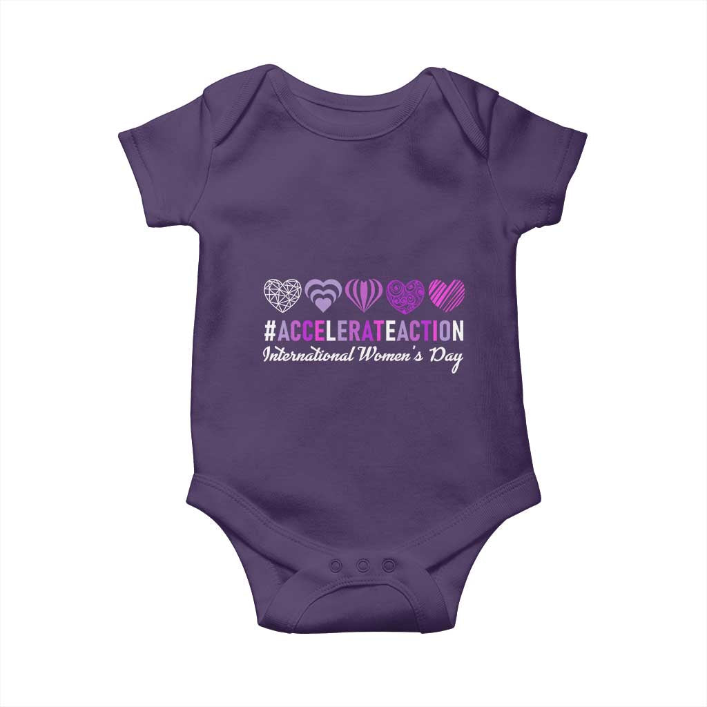International Women's Day 2025 Baby Onesie Accelerate Action IWD 8 March TS11 Purple Print Your Wear