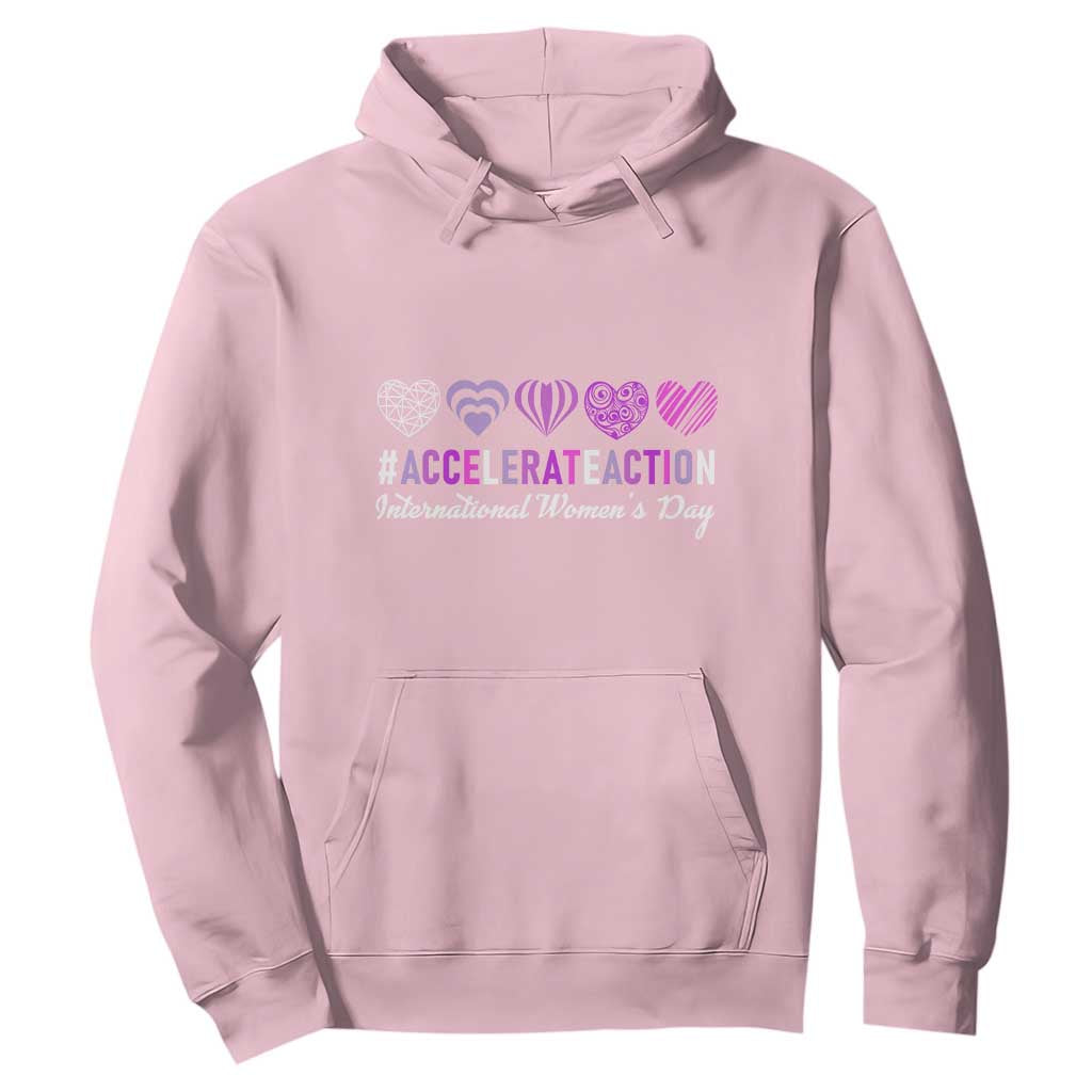 International Women's Day 2025 Hoodie Accelerate Action IWD 8 March TS11 Light Pink Print Your Wear
