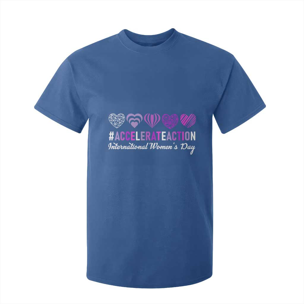 International Women's Day 2025 T Shirt For Kid Accelerate Action IWD 8 March TS11 Royal Blue Print Your Wear