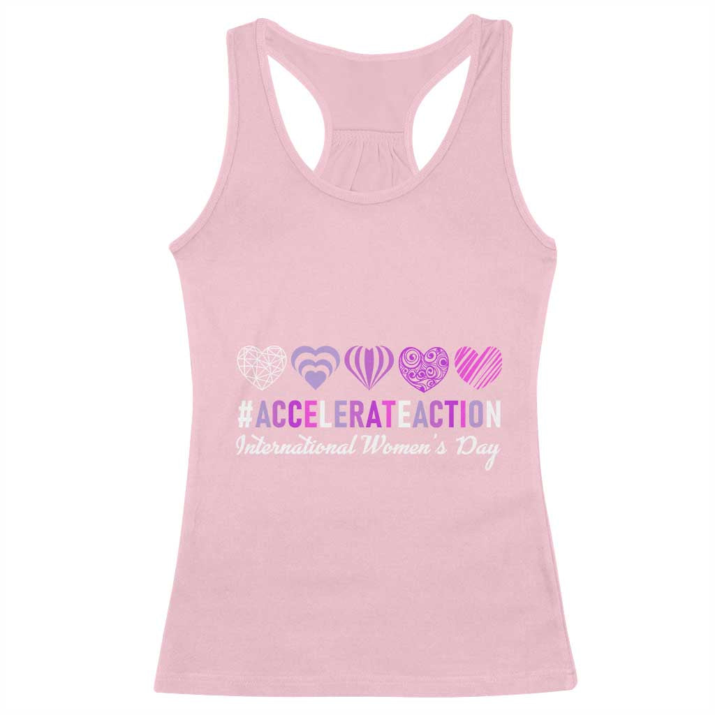 International Women's Day 2025 Racerback Tank Top Accelerate Action IWD 8 March TS11 Light Pink Print Your Wear