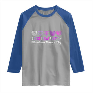 International Women's Day 2025 Raglan Shirt Accelerate Action IWD 8 March TS11 Sport Gray Royal Print Your Wear