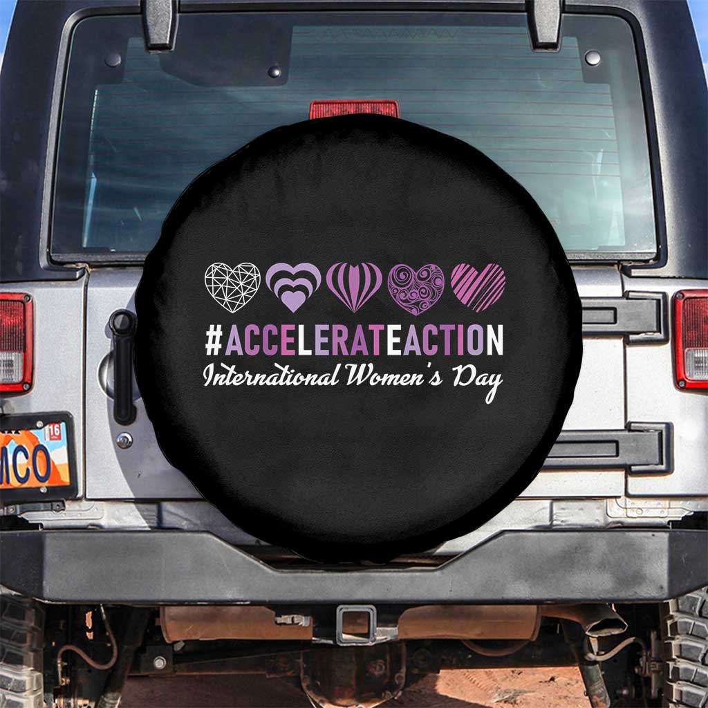International Women's Day 2025 Spare Tire Cover Accelerate Action IWD 8 March TS11 No hole Black Print Your Wear