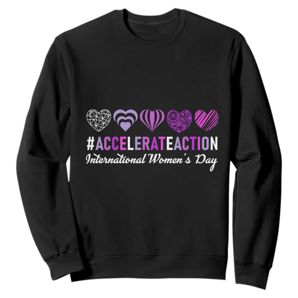 International Women's Day 2025 Sweatshirt Accelerate Action IWD 8 March TS11 Black Print Your Wear
