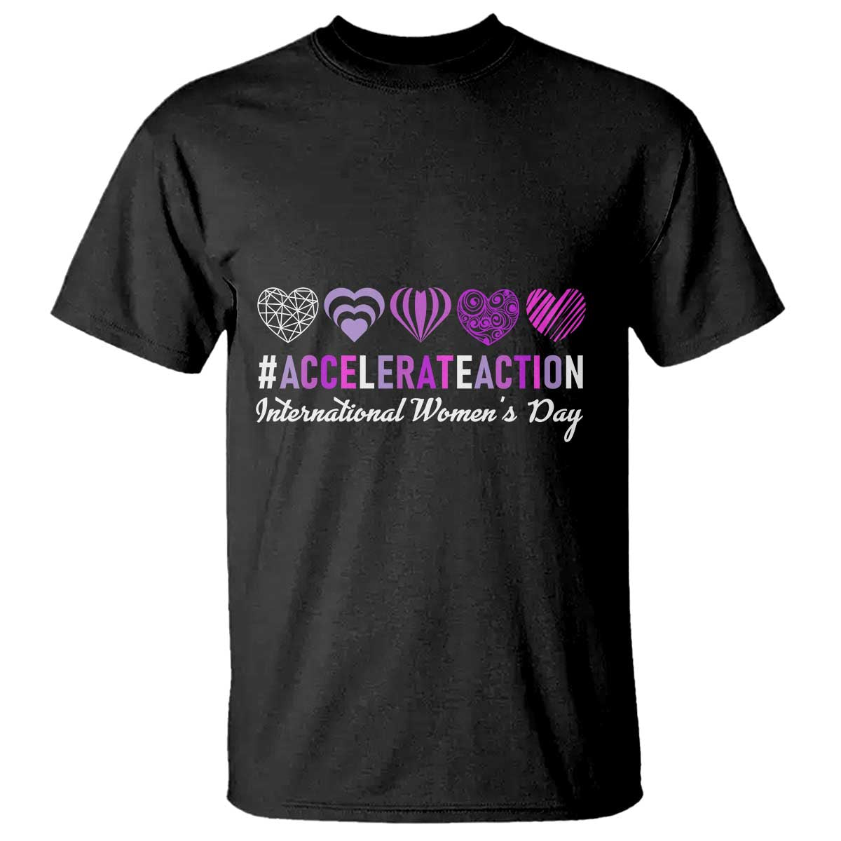 International Women's Day 2025 T Shirt Accelerate Action IWD 8 March TS11 Black Print Your Wear