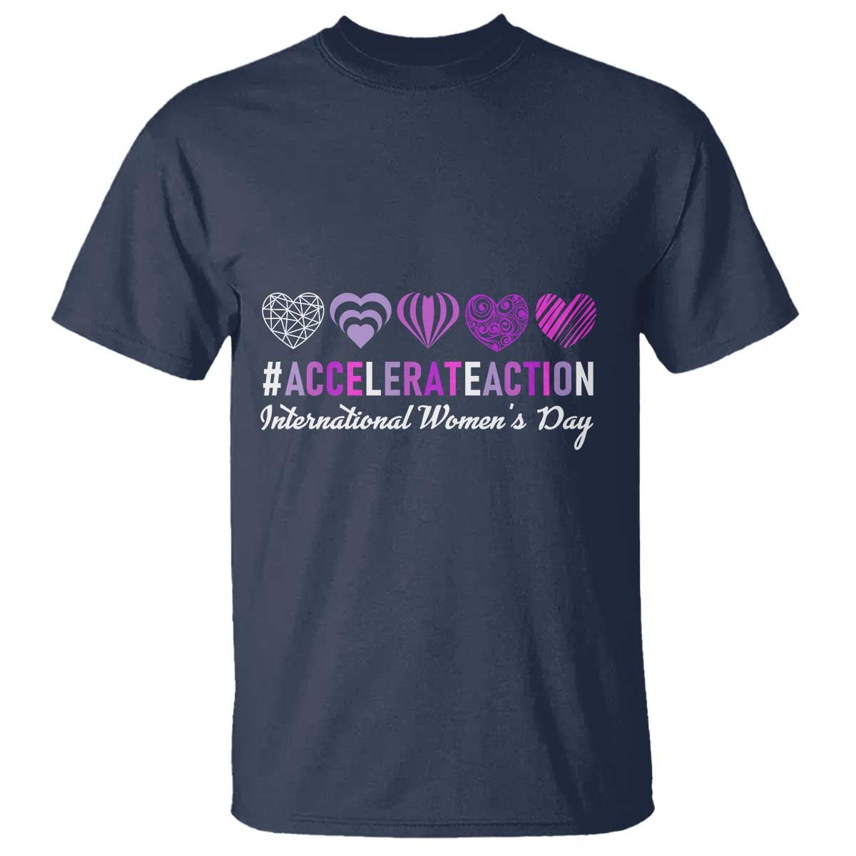 International Women's Day 2025 T Shirt Accelerate Action IWD 8 March TS11 Navy Print Your Wear