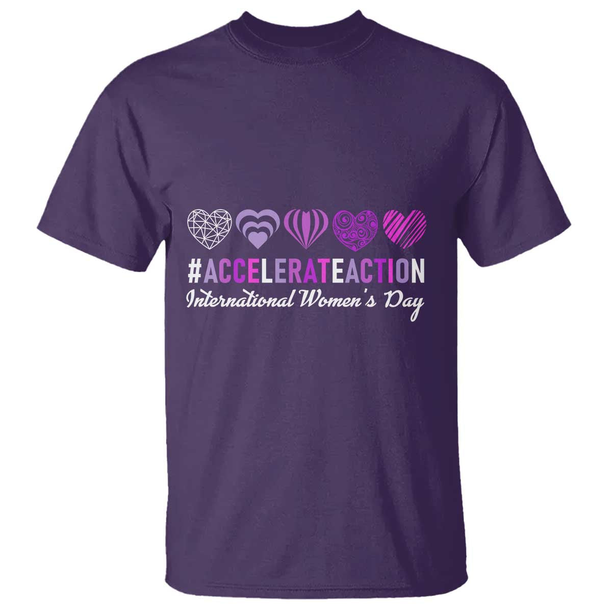 International Women's Day 2025 T Shirt Accelerate Action IWD 8 March TS11 Purple Print Your Wear