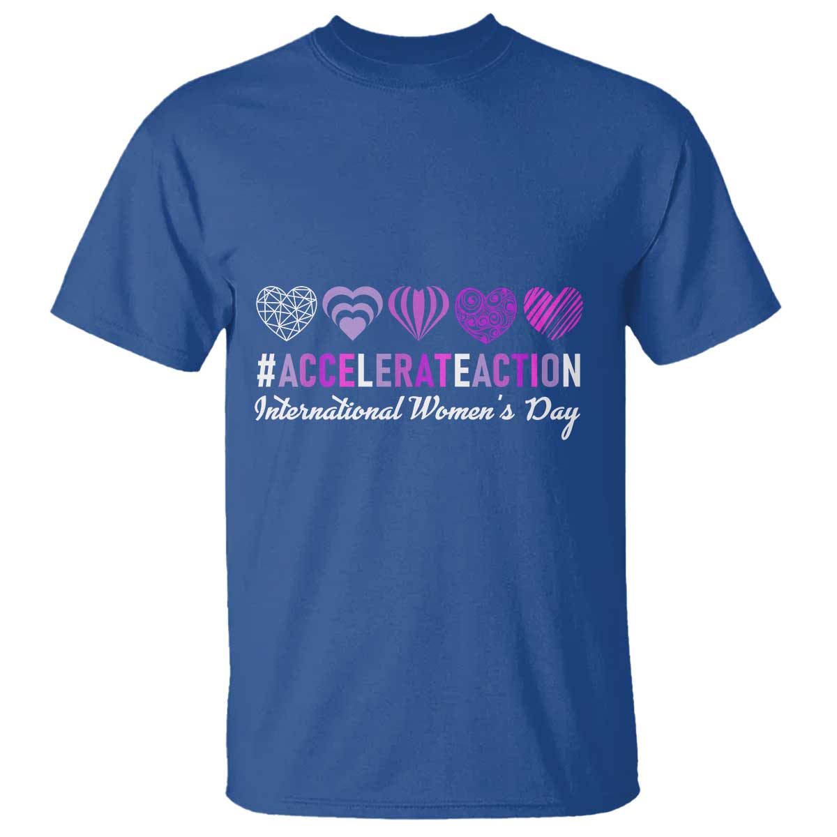 International Women's Day 2025 T Shirt Accelerate Action IWD 8 March TS11 Royal Blue Print Your Wear